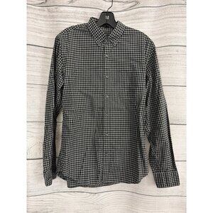 Mens J. Crew Black & White Gingham Button-Down Shirt Size M